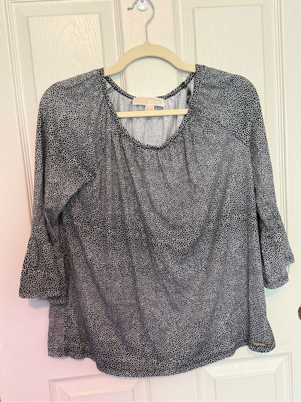 Michael Kors Black and White Printed Scoop Neck Tunic